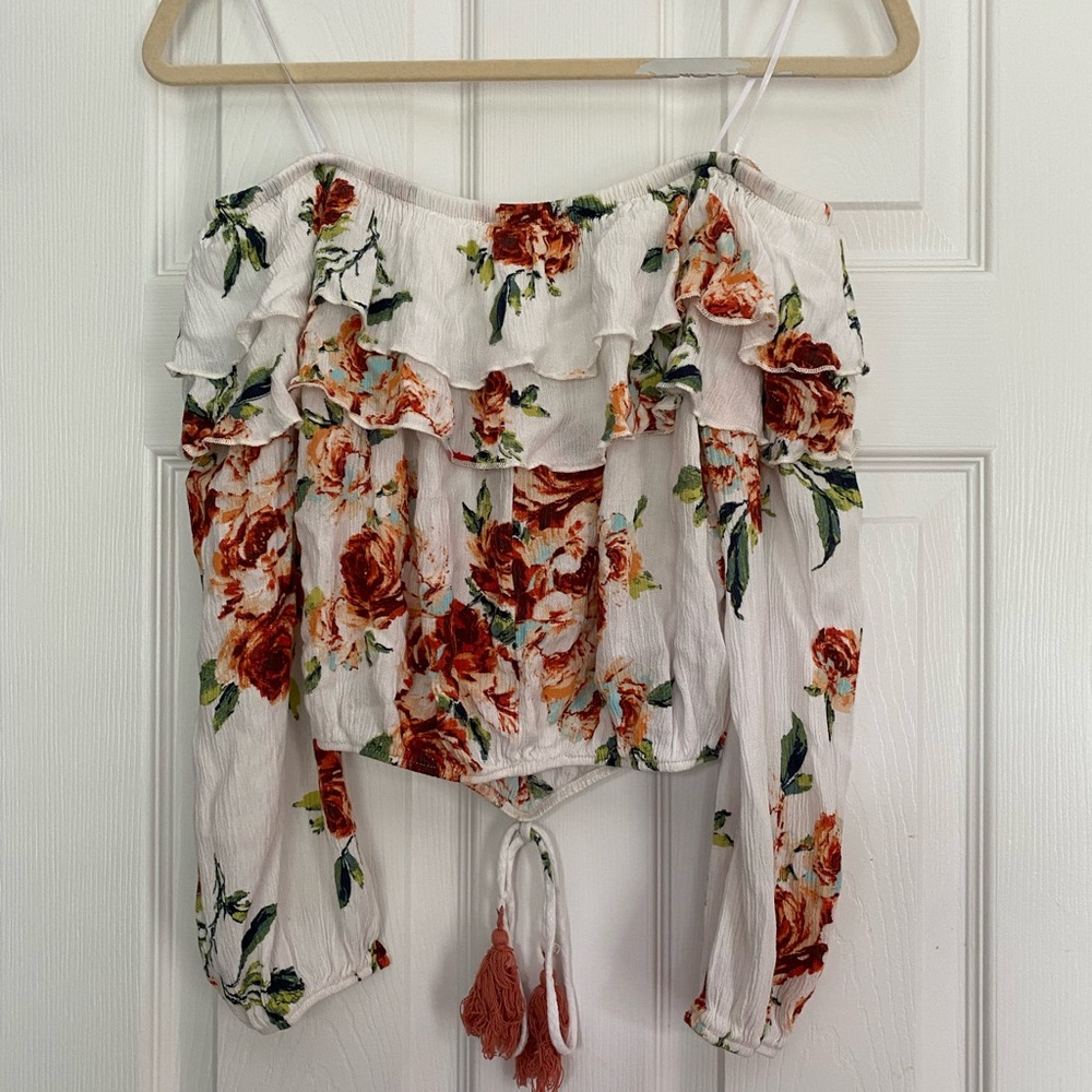 Altar'd State Floral Ruffled Off the Shoulder Blouse